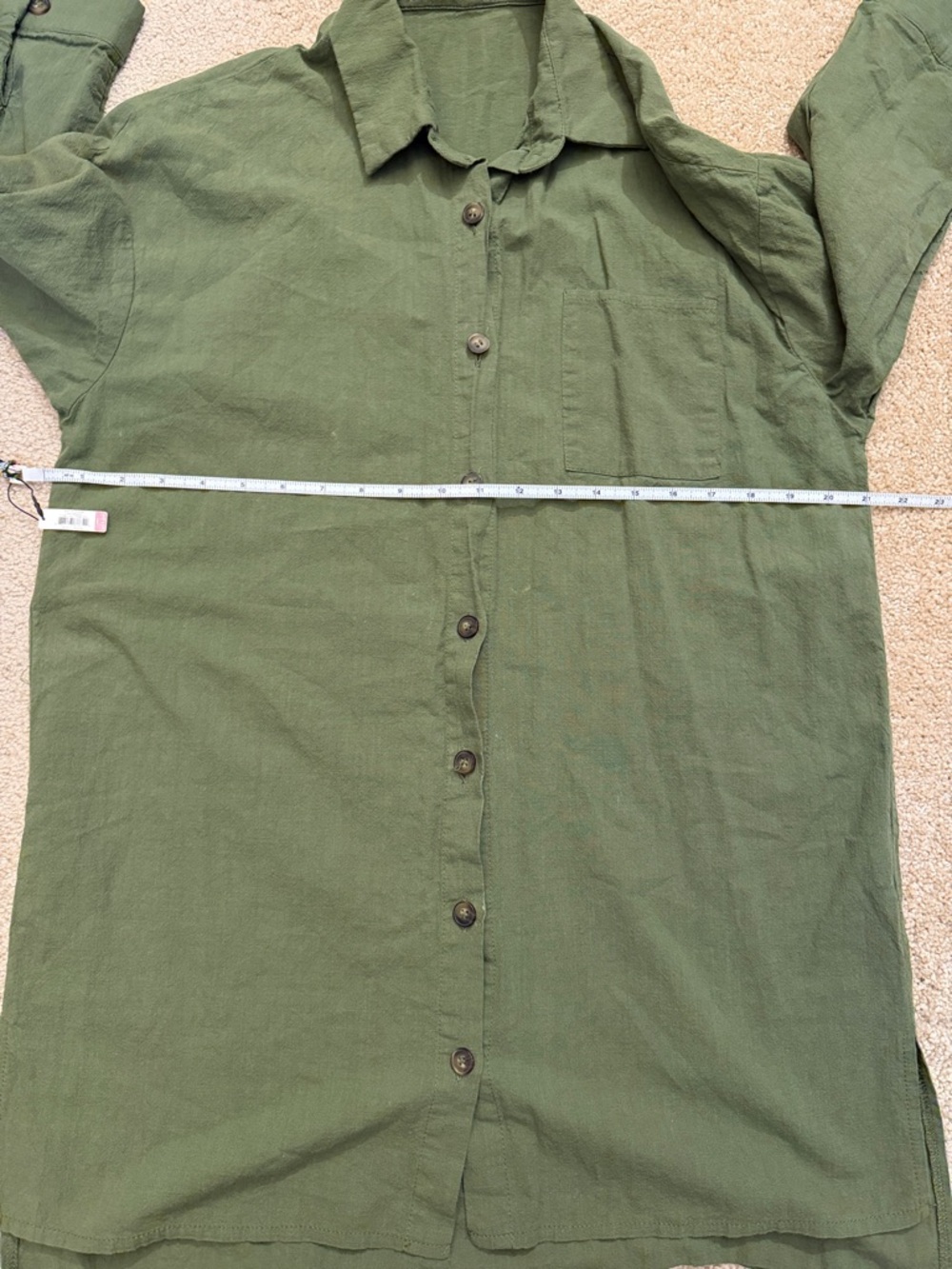 Amazon Beyove 100% cotton Olive Green Button-Up Shirt & Drawstring Shorts Set - Picture 5 of 12